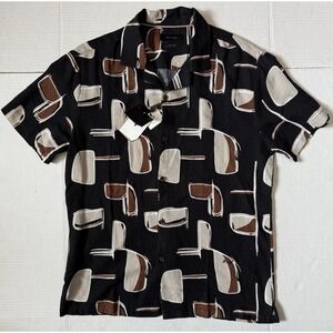 PORTER & ASH - Men's Short Sleeve Button Up Linen Blend Shirt - Size Small - NWT